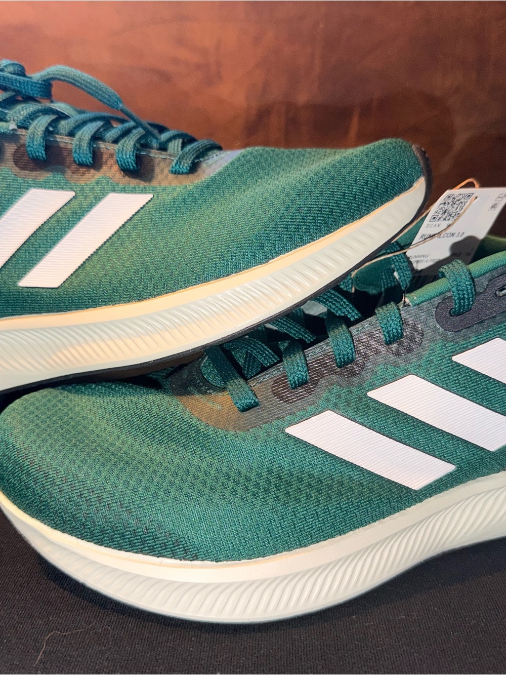 Adidas Runfalcon 3.0 Running Shoes, Green with White Stripes, 9.5m/10.5w, NWT